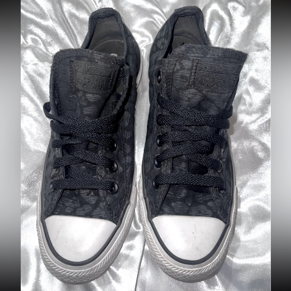 Women’s US size 7 Black and Gray Leopard Converse Chuck Taylors